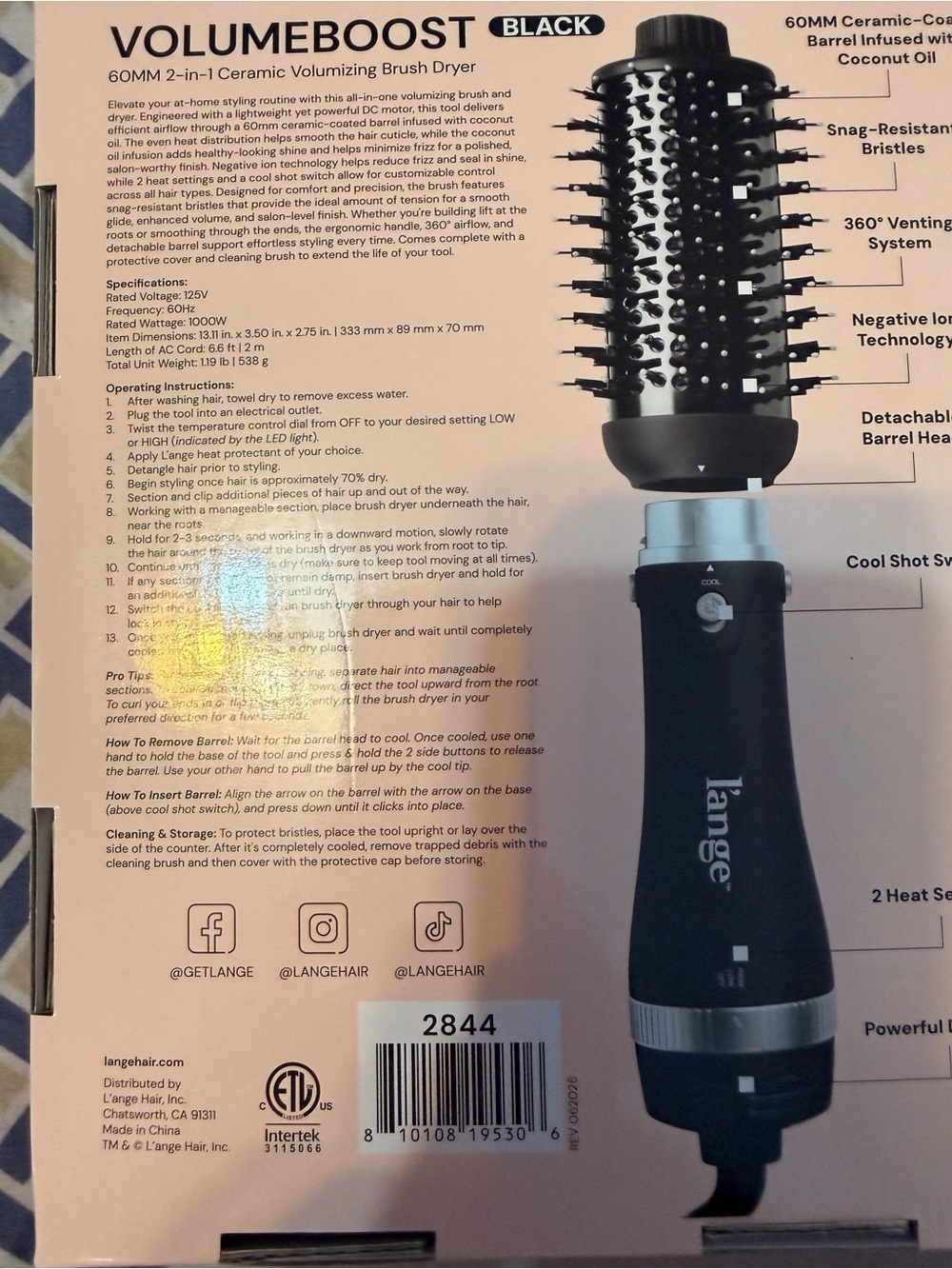 Lange VolumeBoost 2-in-1 Ceramic Volumizing Brush Dryer - Black - Picture 6 of 8